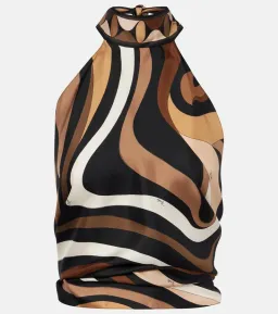 Pucci Marmo halterneck silk satin top for rent on The Volte - image 2