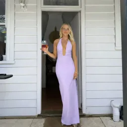 Misha Lusi Crepe Maxi Dress in Lilac Size Small for rent on The Volte - image 1