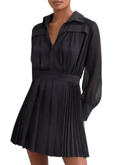 Reiss Giselle Pleat Mini Dress Navy Size 6 for rent on The Volte - image 1