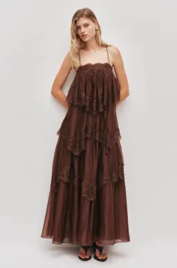 AJE Ophelia Lace Gown Chocolate Brown Size 8 for rent on The Volte - image 1