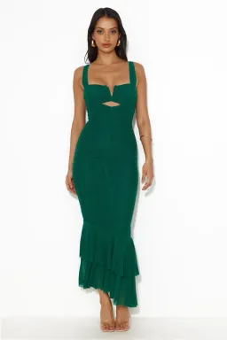Here Comes the Sun Party Pal Maxi dress in emerald green size 6 XS for rent on The Volte - image 2