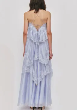 Aje Ophelia Lace Gown in French Blue Size 6 for rent on The Volte - image 2