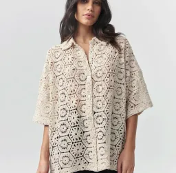 St Marlo oversized crotchet top in cream size 10 for rent on The Volte - image 1