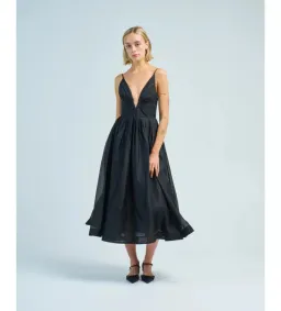 Zimmermann Hypnotic V Neck Midi Dress in Black Size 2 / AU12 for rent on The Volte - image 1