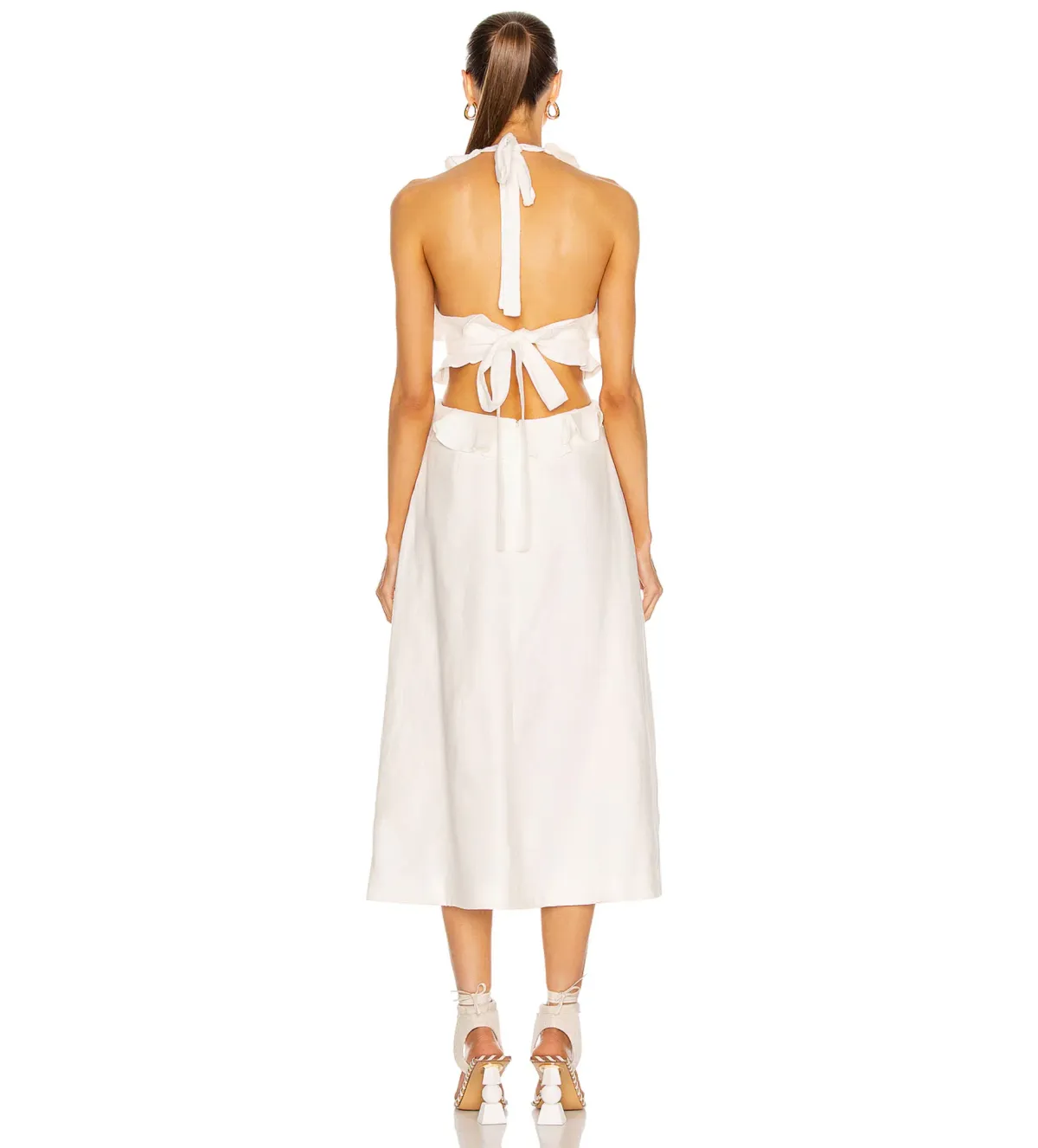 Zimmermann The Lovestruck Tie Back Midi Dress in Natural Size 2 / AU12 - Image 3