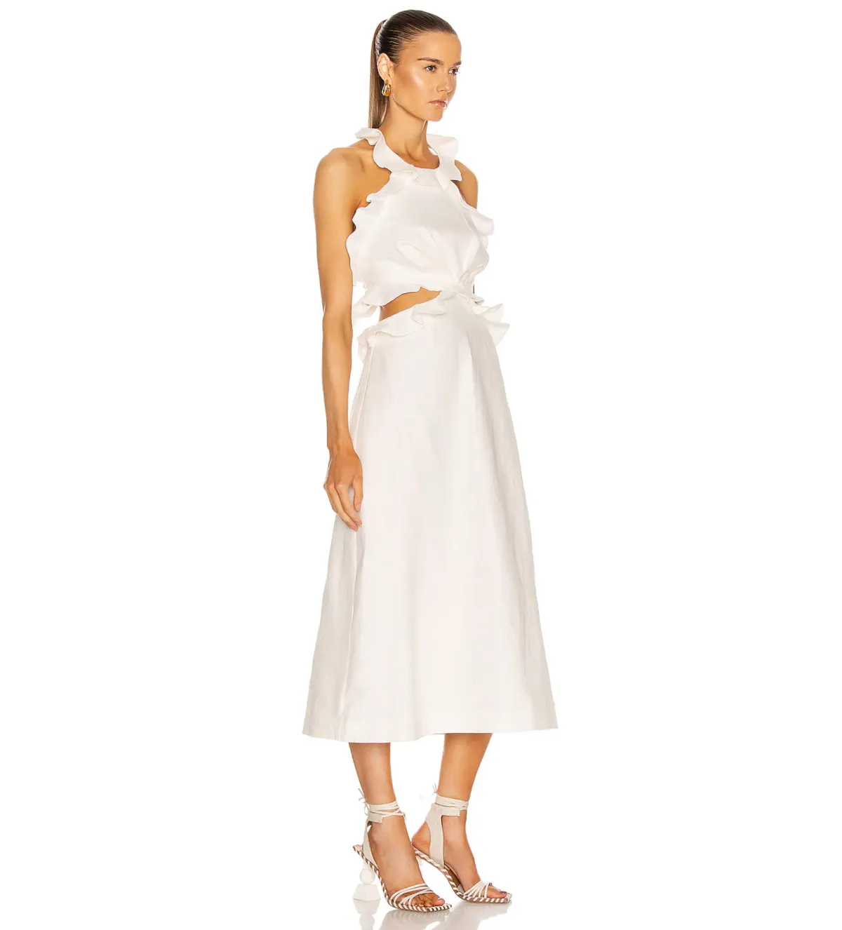 Zimmermann The Lovestruck Tie Back Midi Dress in Natural Size 2 / AU12 - Image 2