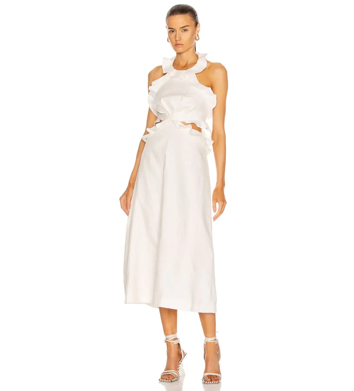 Zimmermann The Lovestruck Tie Back Midi Dress in Natural Size 2 / AU12 - Image 1