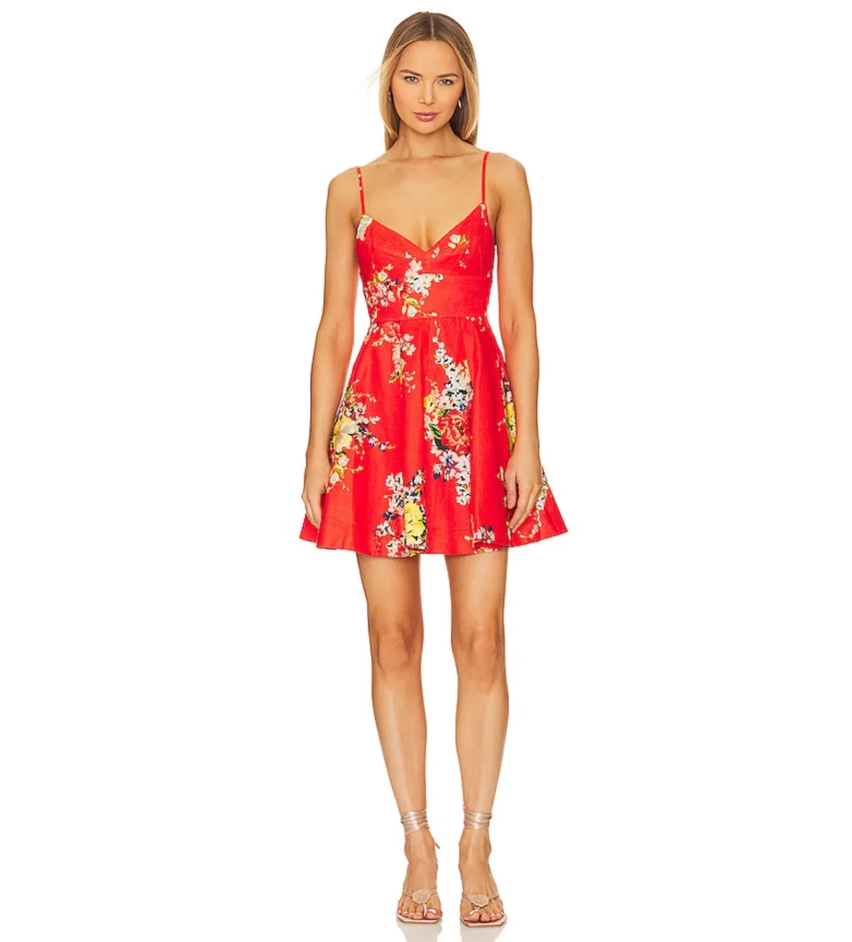Zimmermann Alight Flare Mini Dress in Red Floral Size 2 / AU12 - Image 1