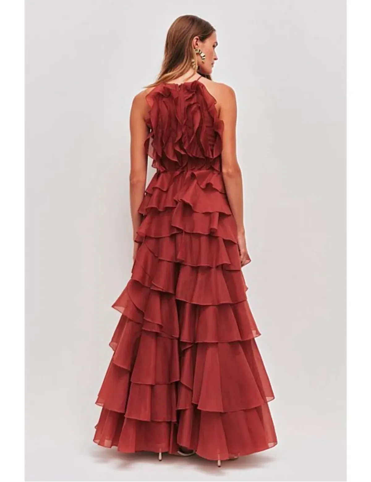 Aje Cleo Gown in Rust Size 8 - Image 2