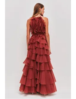 Aje Cleo Gown in Rust Size 8 for rent on The Volte - image 2