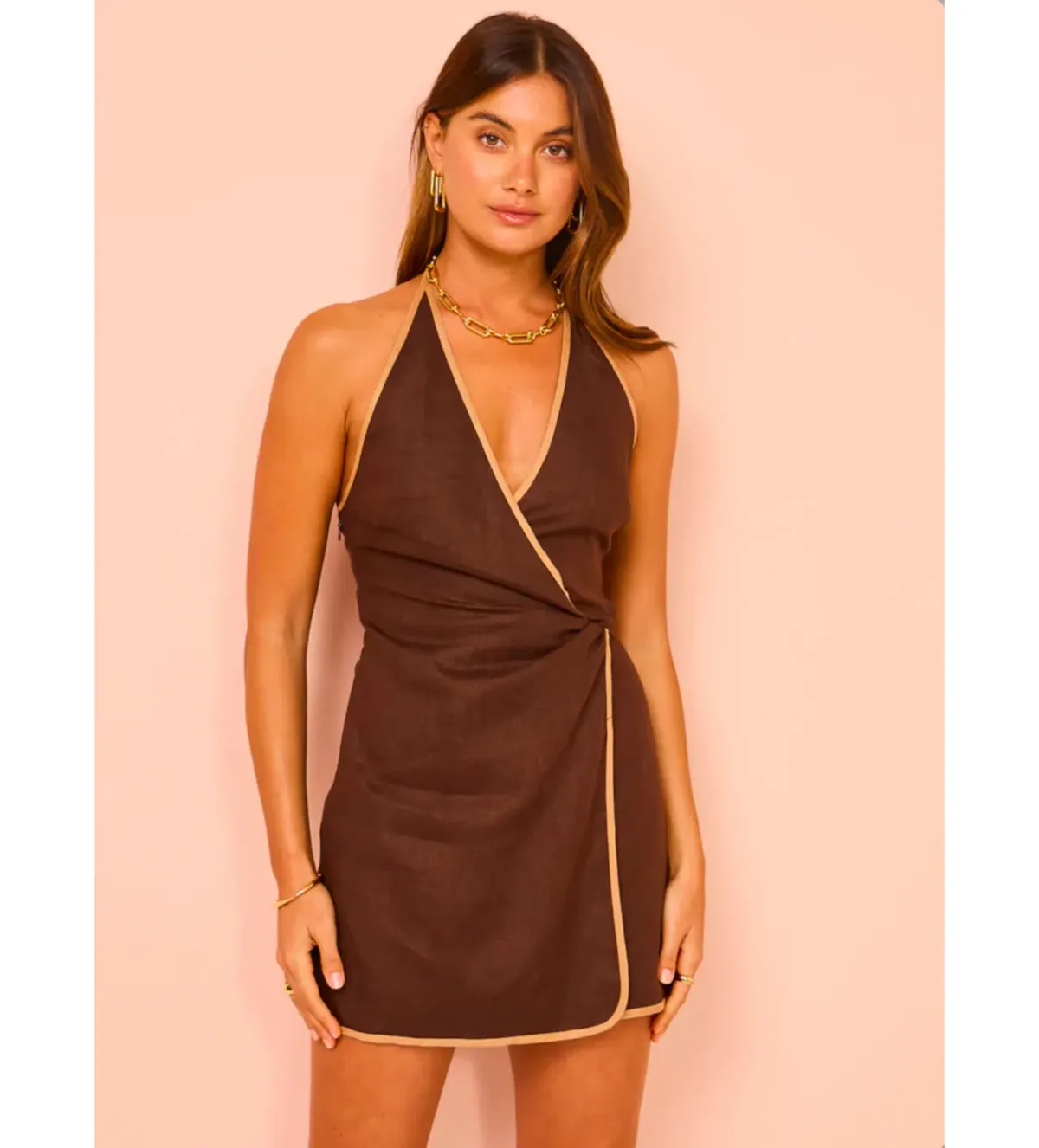 Sir The Label Affogato Twist Mini Dress in Chocolate Size 3 / AU10 - Image 2