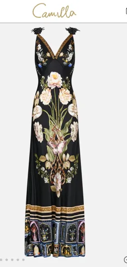 Camilla -Ottoman Elegance V-Neck Full Length Bias Slip Dress for rent on The Volte - image 1