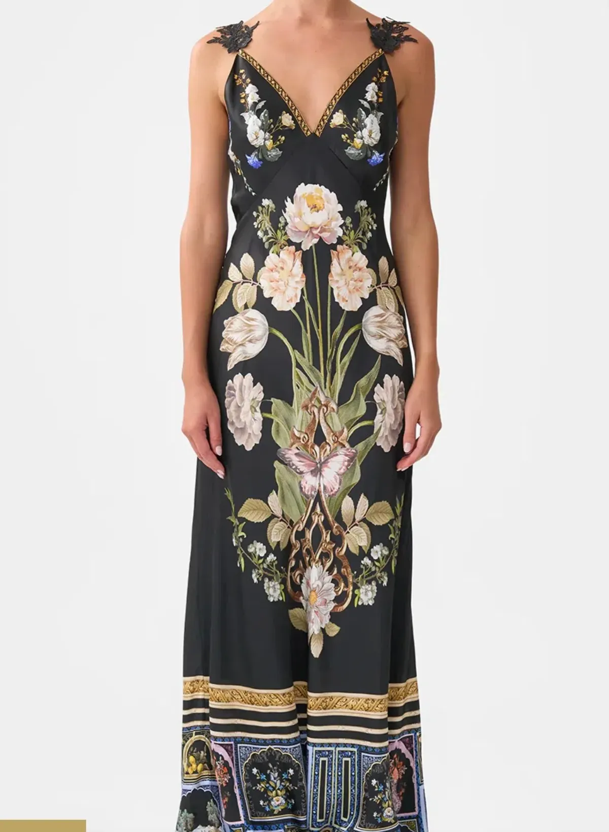 Camilla -Ottoman Elegance V-Neck Full Length Bias Slip Dress - Image 3