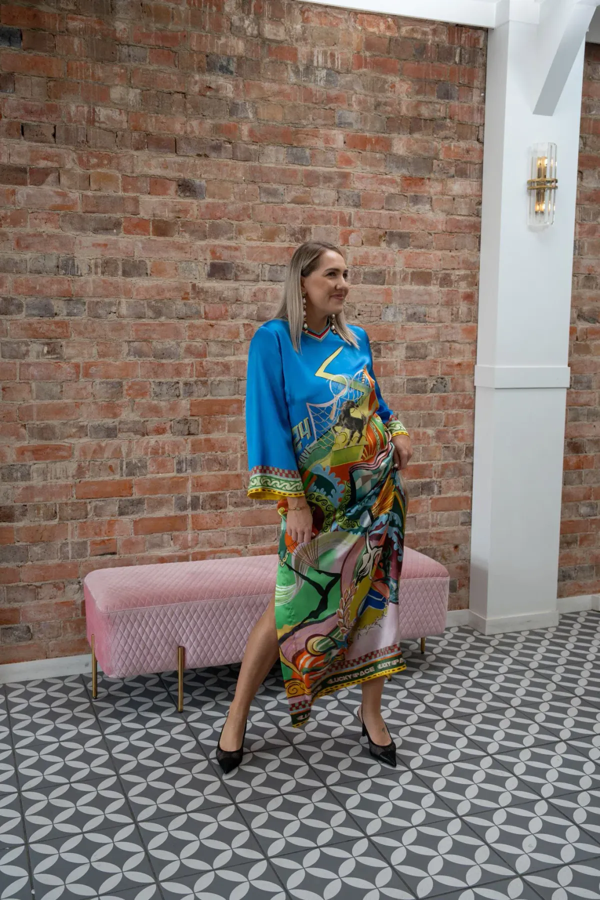 ALEMAIS LUCKY PACE SILK MIDI DRESS SIZE 14 - Image 2