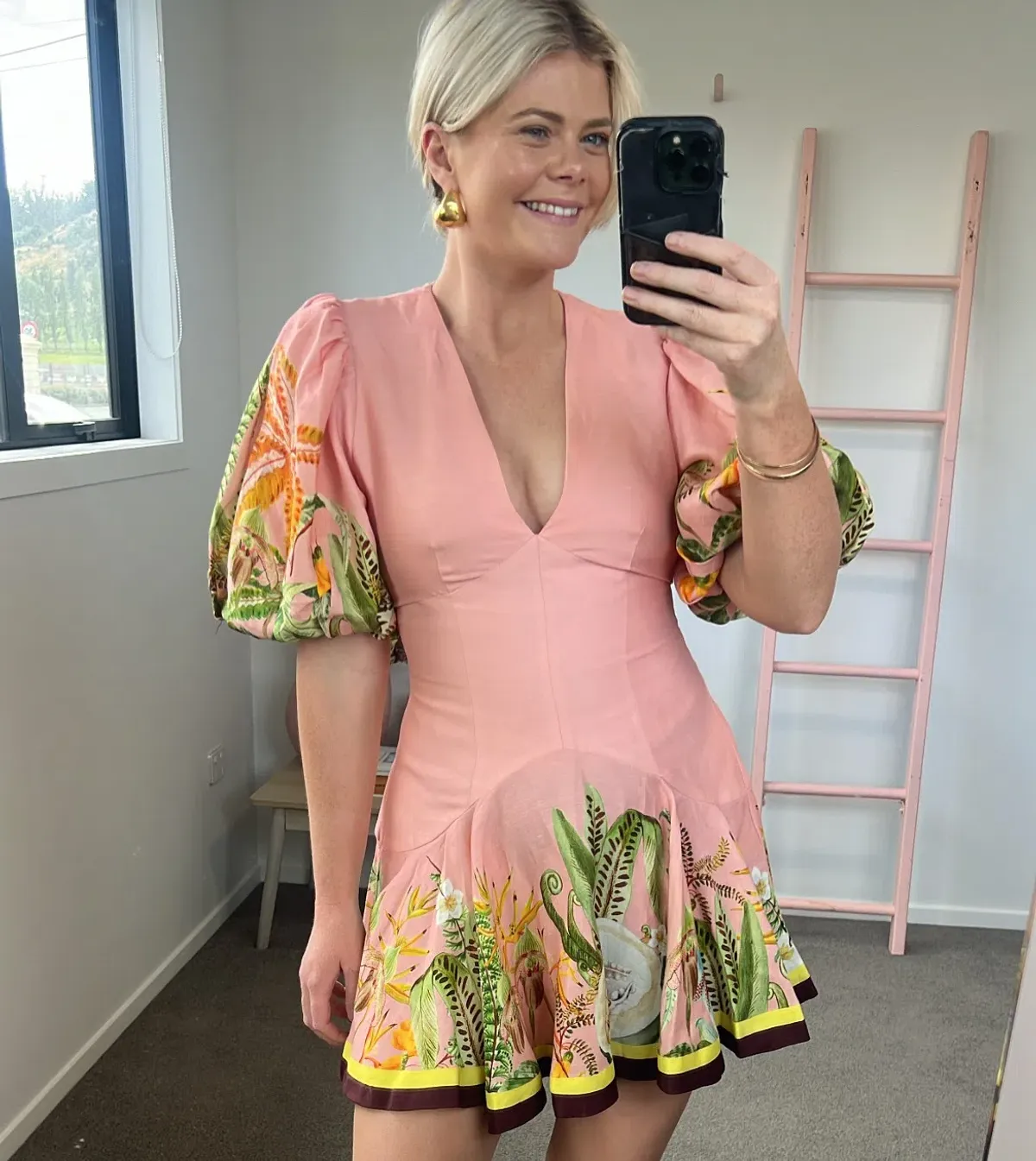 ALEMAIS PAPAYA V NECK MINI DRESS SIZE 14 - Image 3