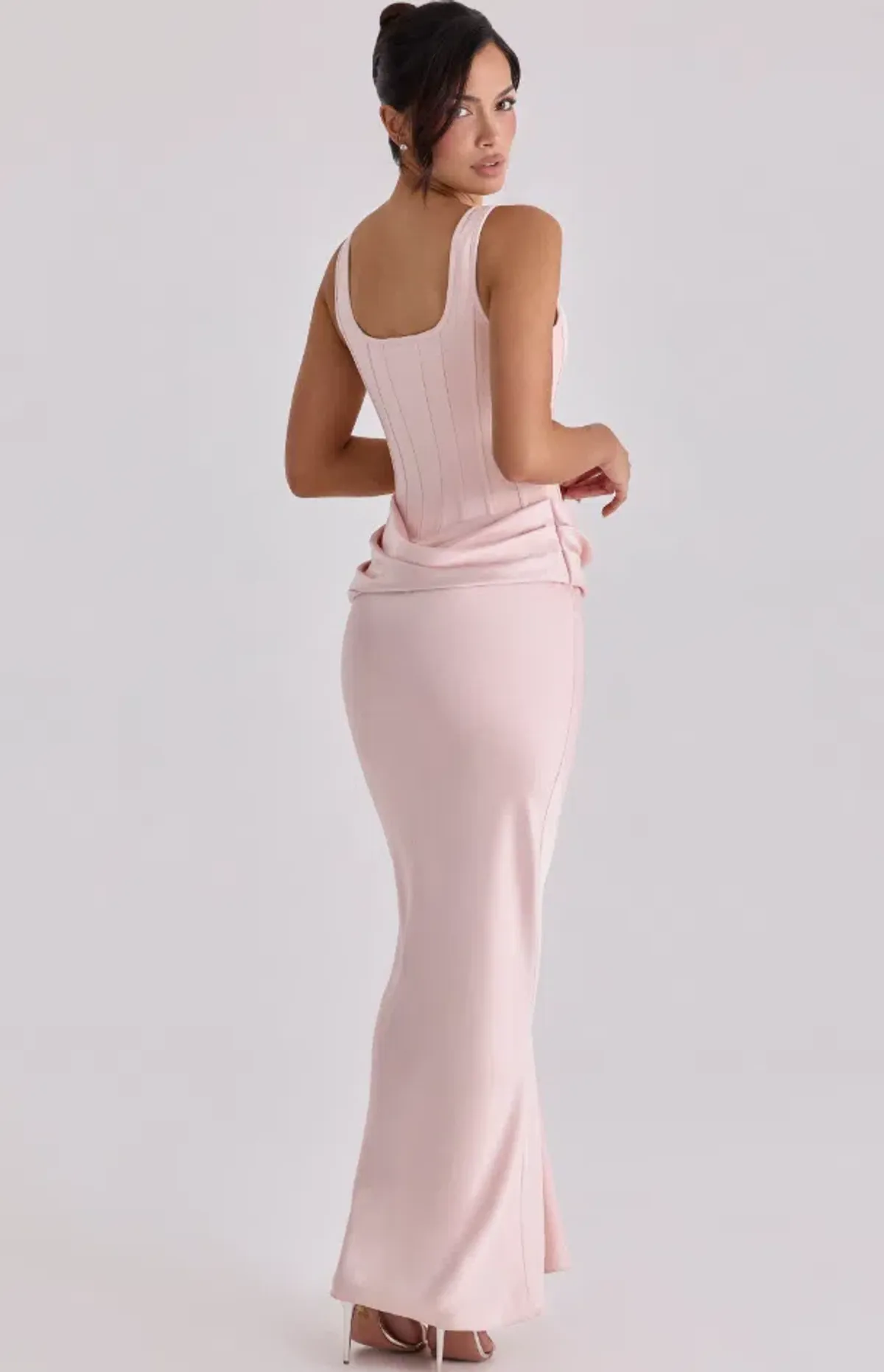 House of CB Kira blush pink satin gathered maxi dress Size M - Image 2