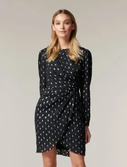 Forever New Georgia Long Sleeve Wrap Dress black and silver/ metallic for rent on The Volte - image 1