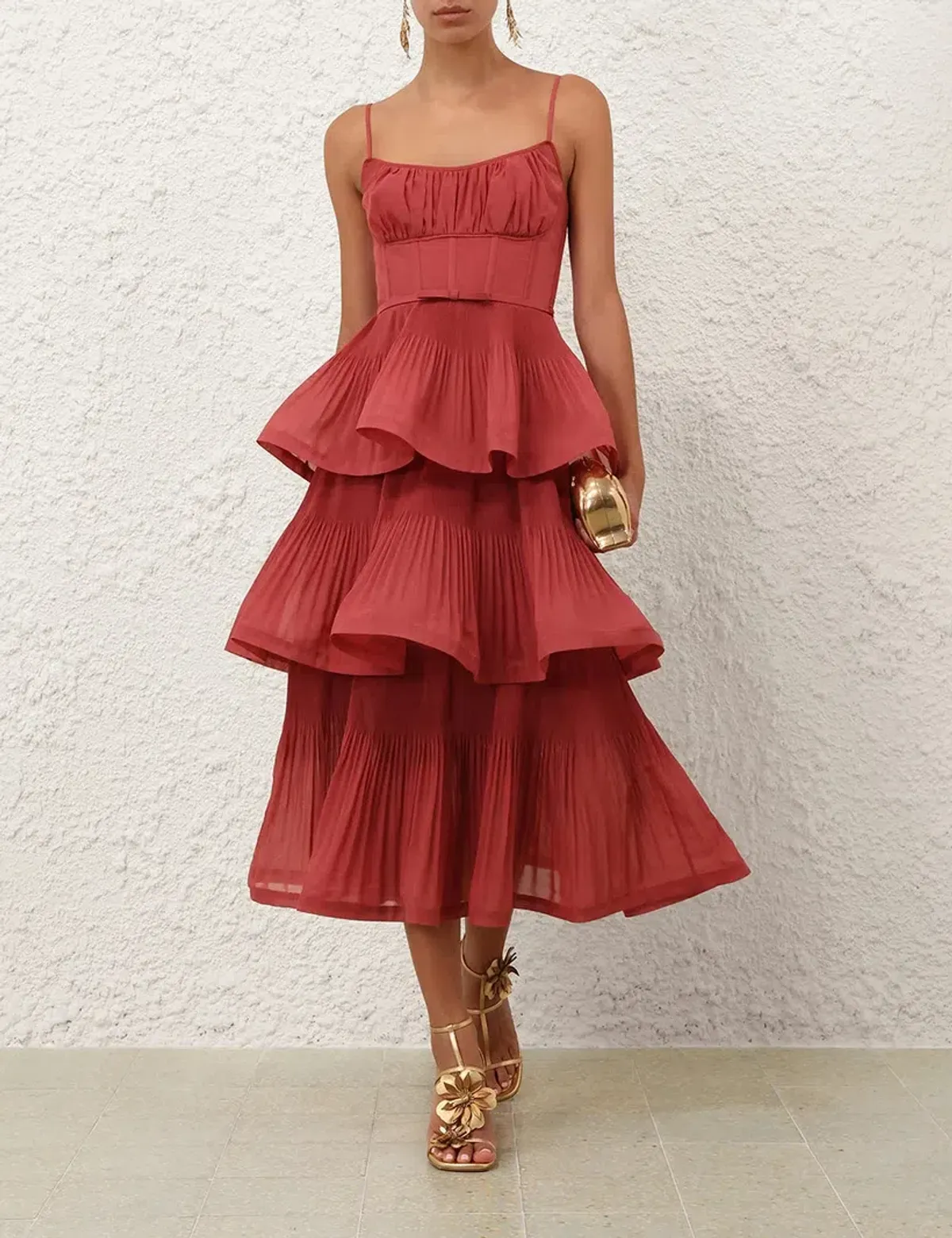 Zimmerman Pleated Tiered Midi Dress size 1/AU10 - Image 1