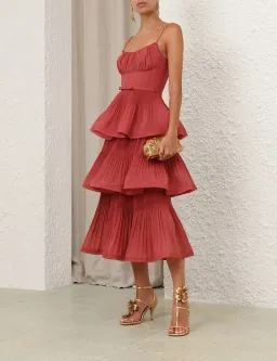 Zimmerman Pleated Tiered Midi Dress size 1/AU10 for rent on The Volte - image 2