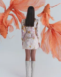 JUSTIN TONG HAZEL MINI DRESS [ENCHANTED WATERS] SIZE 12 for rent on The Volte - image 3