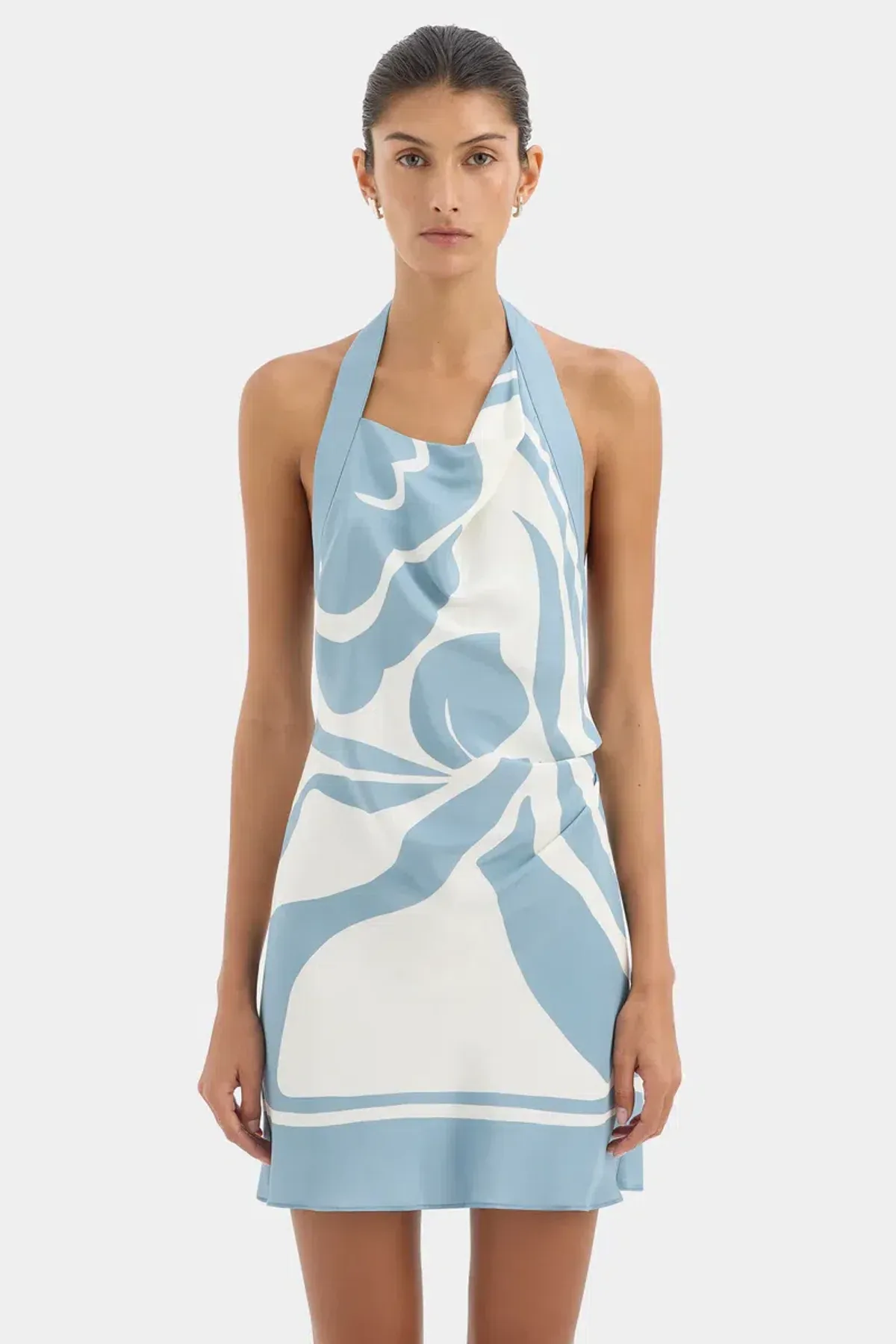 Sir the label Lilou halter mini dress in liora blue size 1 (au8) - Image 2