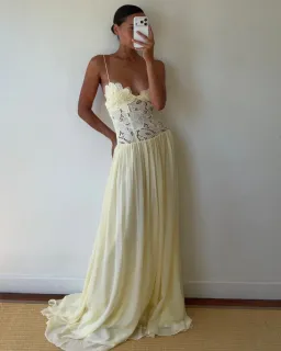 Hansen and Gretel Stephanie maxi dress in butter yellow size 12 (L) for rent on The Volte - image 1
