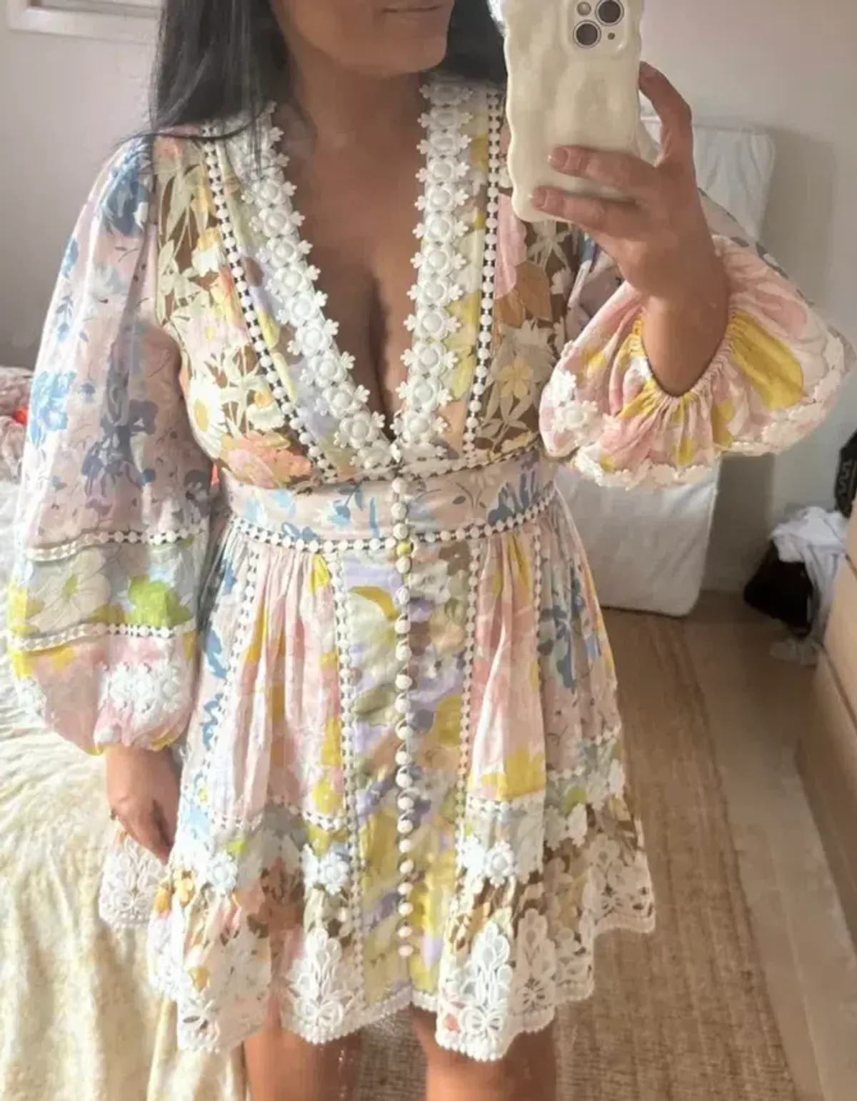 ZIMMERMANN POP TRIMMED MINI DRESS SIZE 2 - Image 3