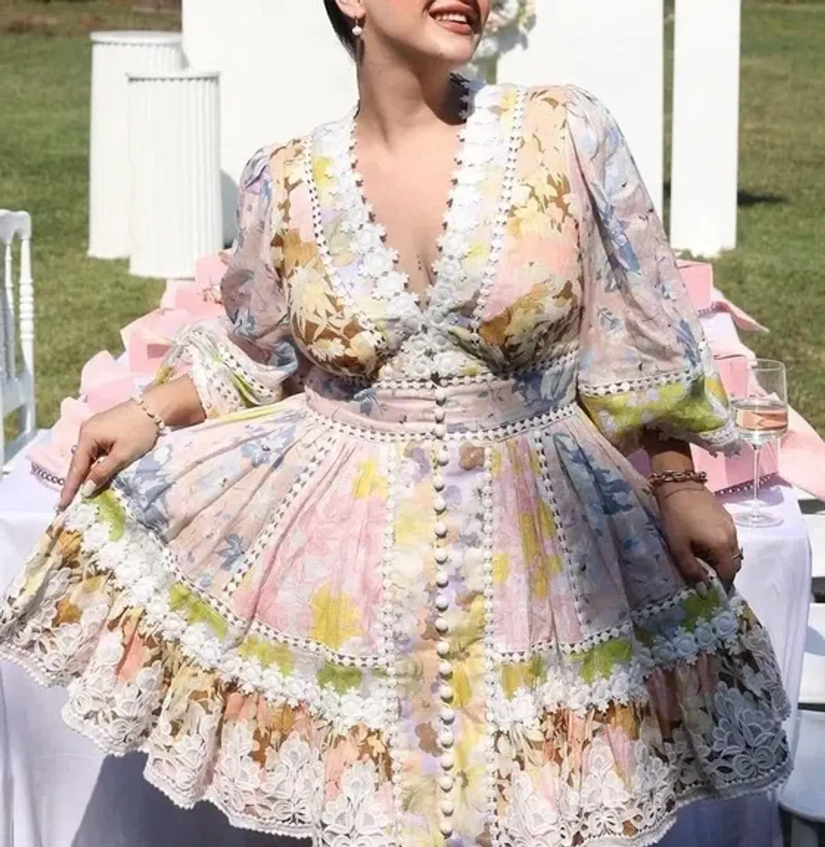 ZIMMERMANN POP TRIMMED MINI DRESS SIZE 2 - Image 1