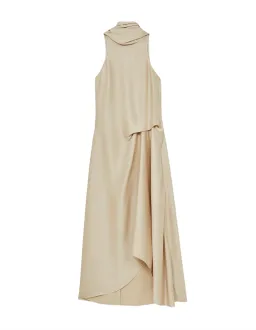 Reiss Michelle Drape Occasion Midi Dress Nude Size 14 for rent on The Volte - image 4
