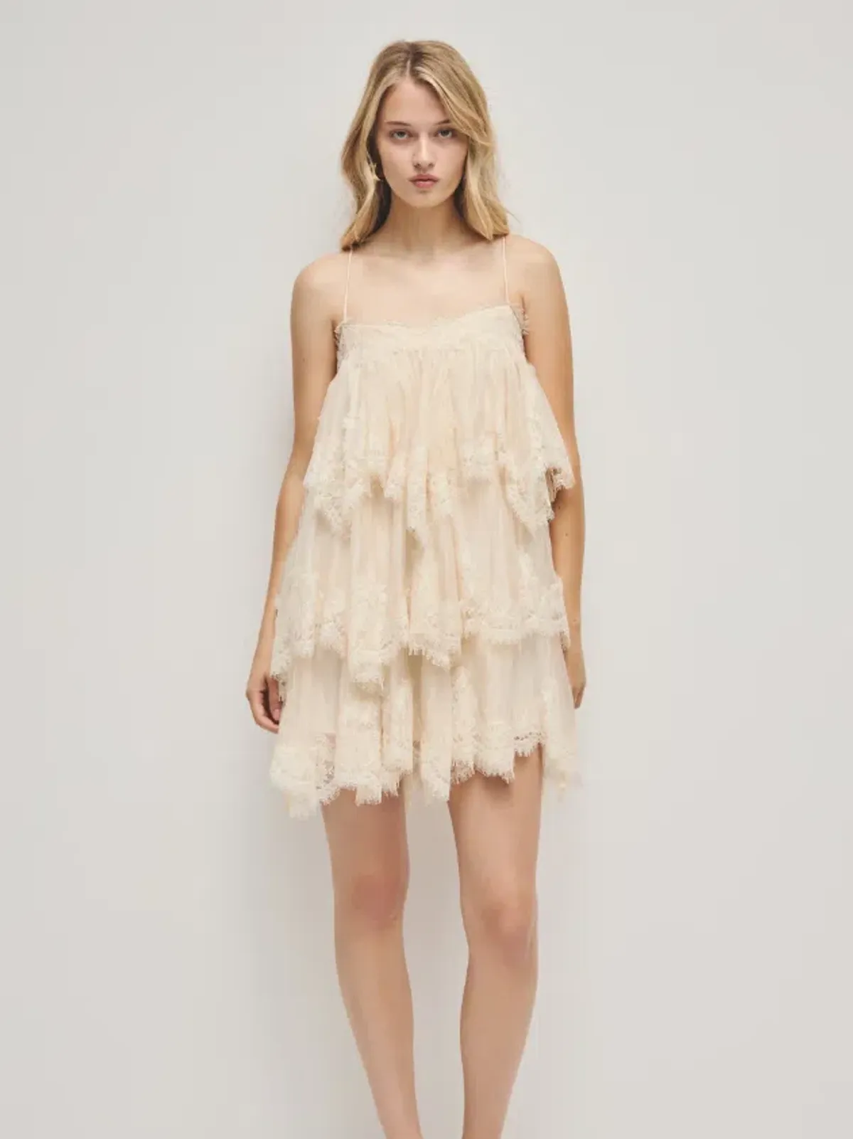 Aje Ophelia Lace Mini in Pastel Lemon Size 6 - Image 1