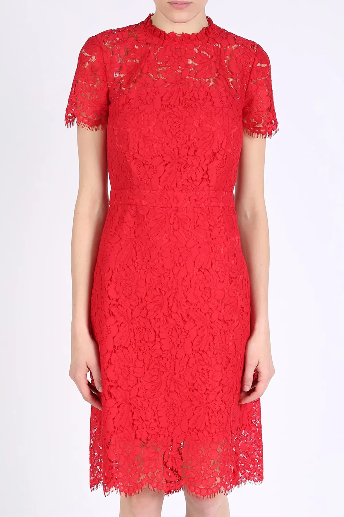 Diane Von Furstenberg Alma Lace Sheath Dress Red Size 8 - Image 2