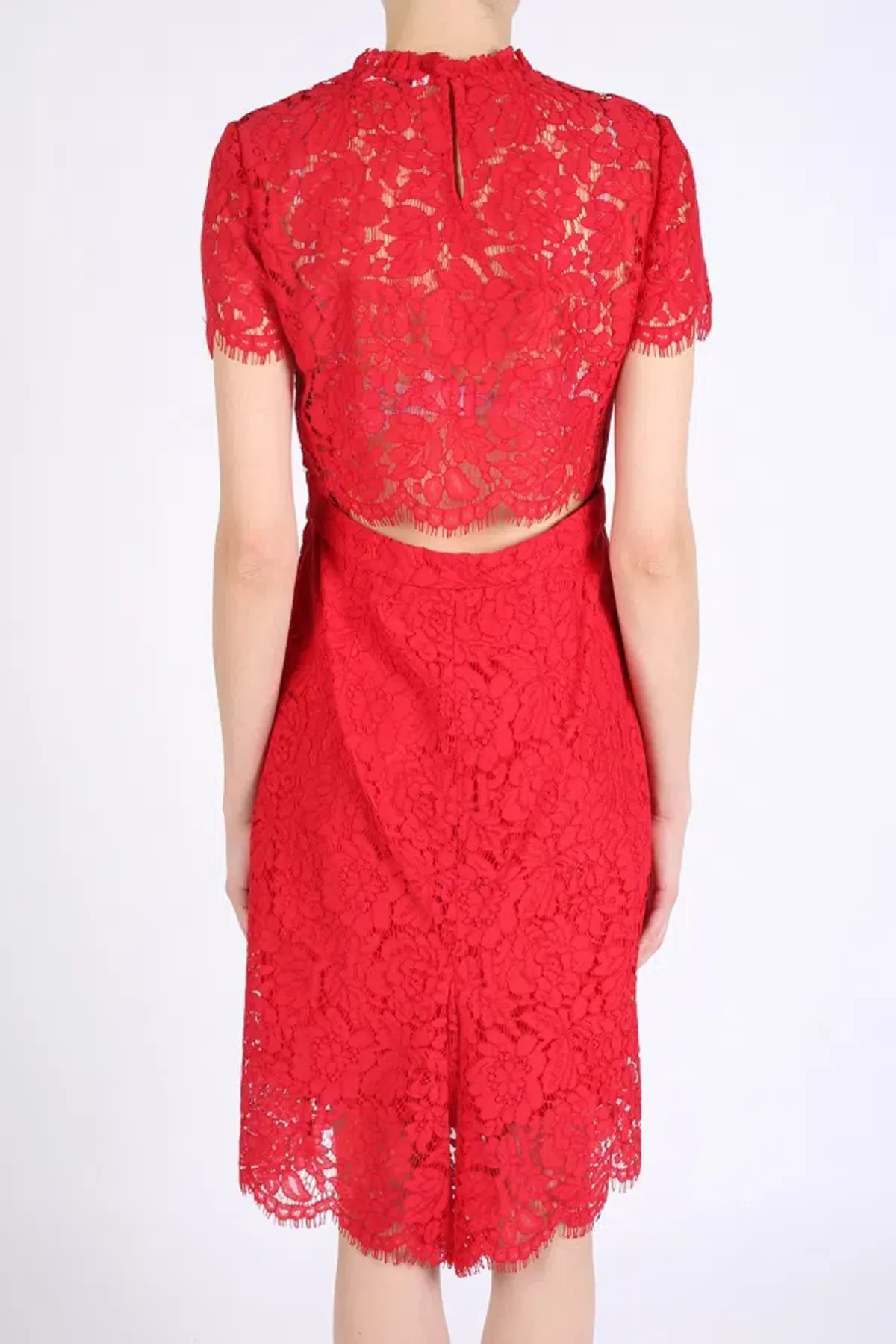 Diane Von Furstenberg Alma Lace Sheath Dress Red Size 8 - Image 3