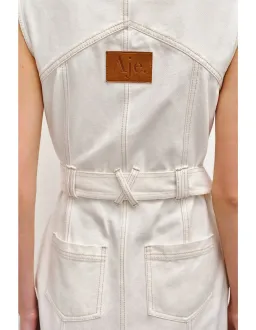 Aje Ivy Denim Midi Dress Cream Size 8 for rent on The Volte - image 6