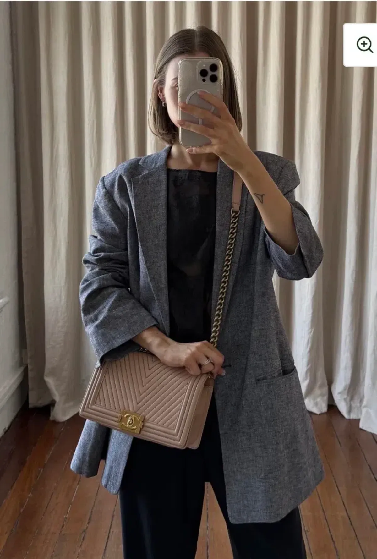 CHANEL LAMBSKIN MEDIUM BOY BAG HANDBAG - Image 6