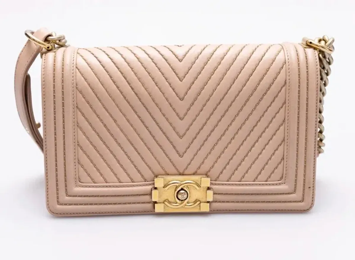 CHANEL LAMBSKIN MEDIUM BOY BAG HANDBAG - Image 2