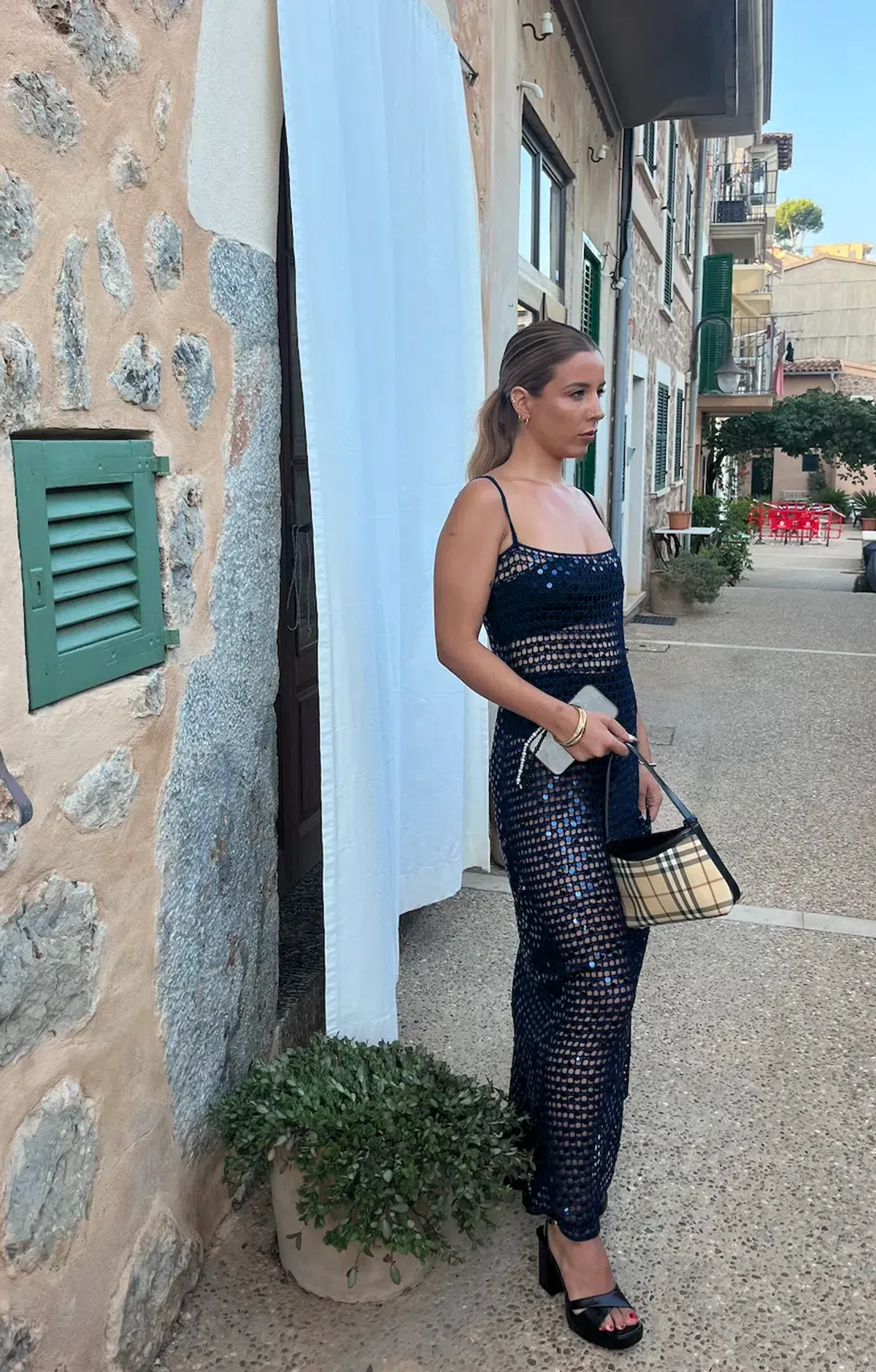 Rat & Boa Crochet Sequin Sheer Maxi Dress Midnight Blue  - Image 3