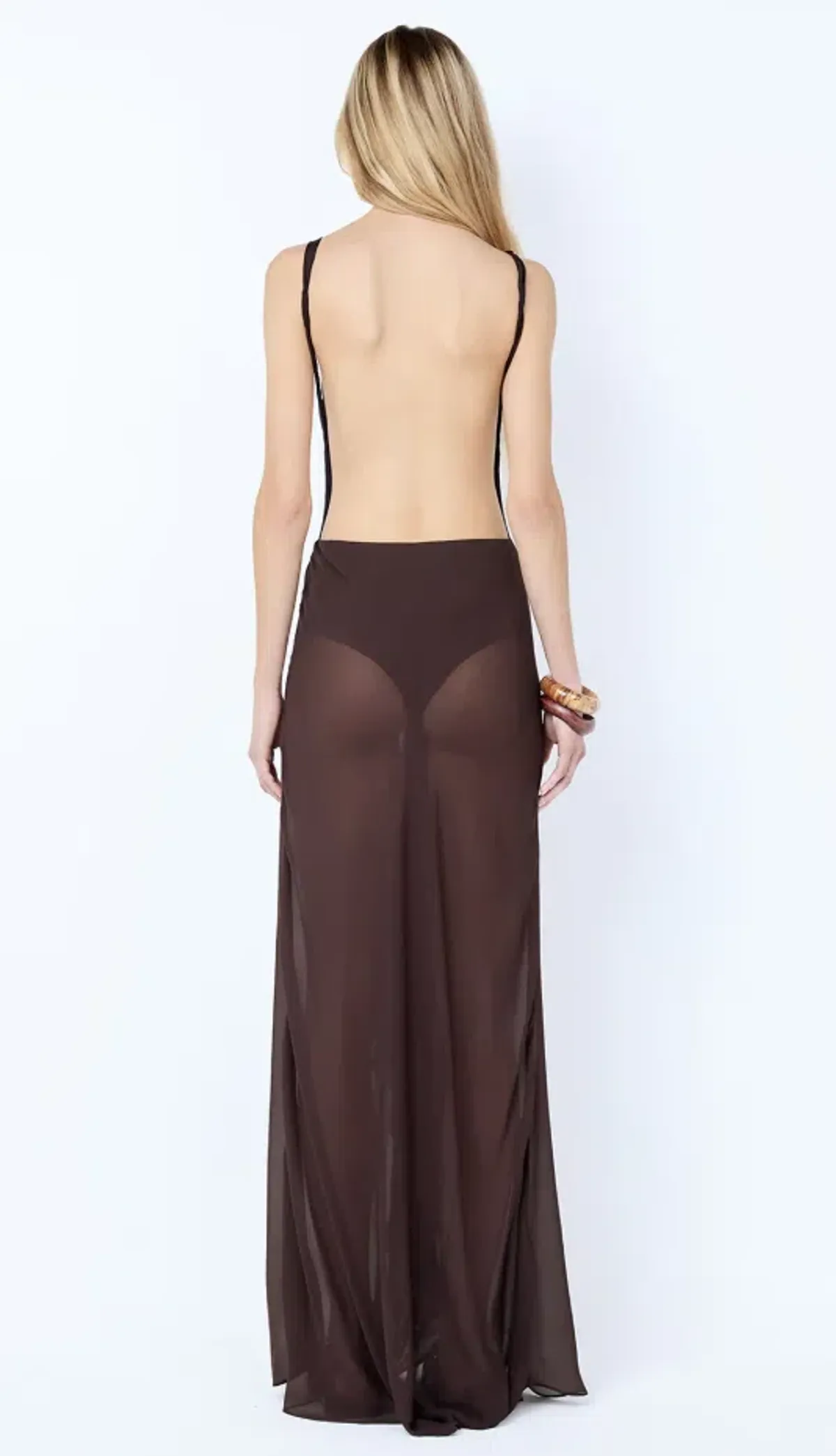 Bec & Bridge SOLENNE BACKLESS MAXI DRESS Dark Chocolate Size 6 - Image 2