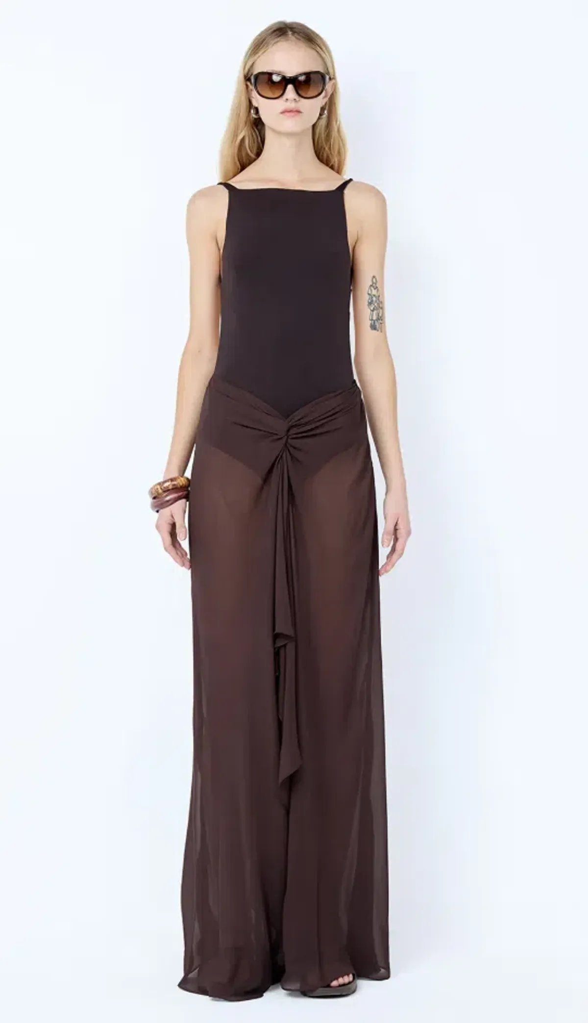 Bec & Bridge SOLENNE BACKLESS MAXI DRESS Dark Chocolate Size 6 - Image 1