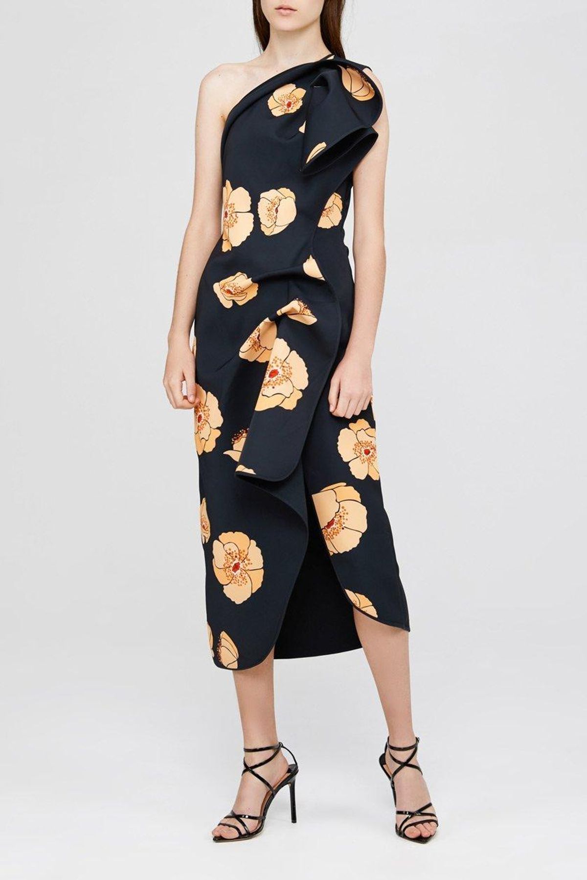 Acler Crawford Midi Dress Black Large Amber Poppy Size 8 - Image 1