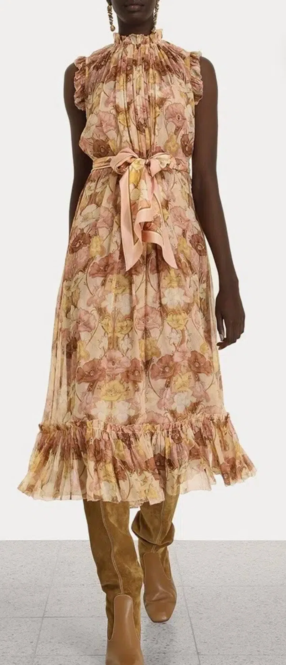 Zimmermann Tempo Flutter Midi Dress Size 3/14 with full length slip - Image 8