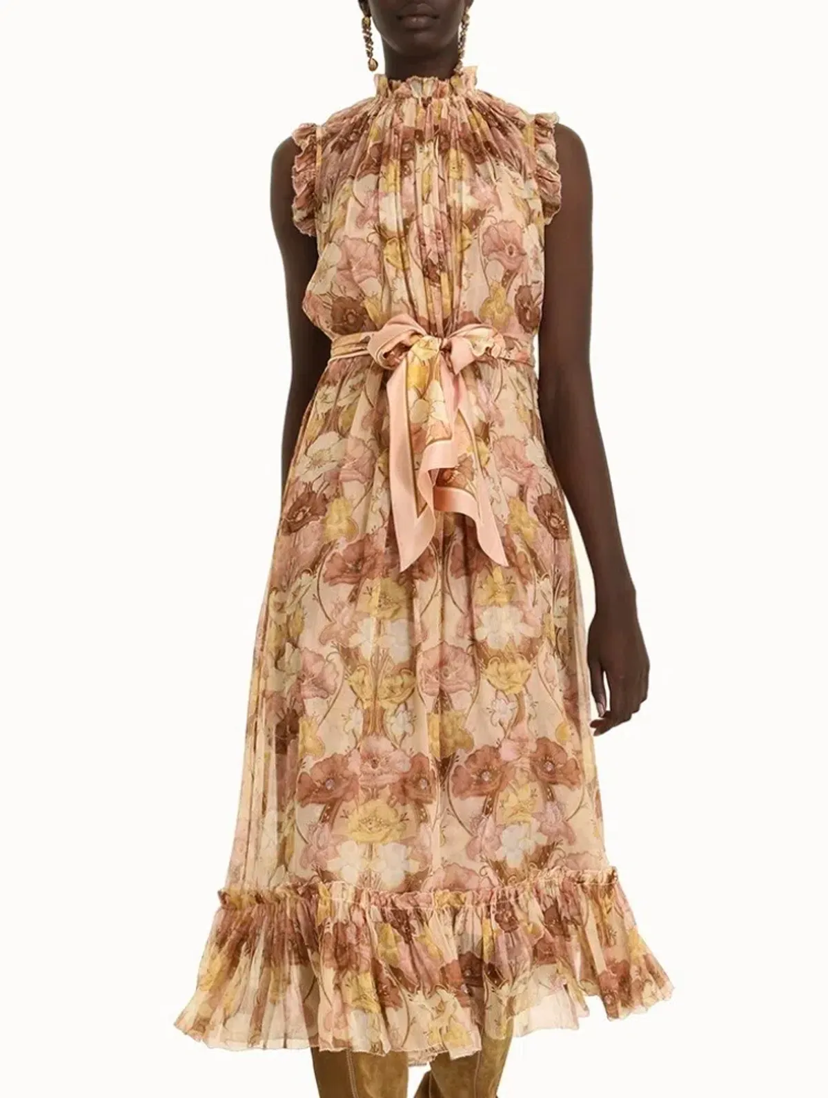 Zimmermann Tempo Flutter Midi Dress Size 3/14 with full length slip - Image 2