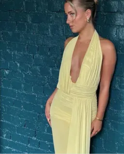 Bec + Bridge Cassis drape maxi Citron 6 for rent on The Volte - image 1