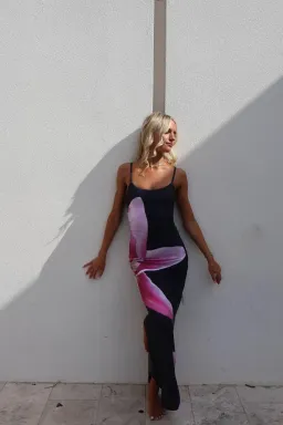 WITH HARPER LU LILY DRESS BLACK/PINK FLORAL SIZE SMALL /AU 8 for rent on The Volte - image 2