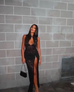 Murci Onyx Lace Keyhole Maxi Dress size xs for rent on The Volte - image 1