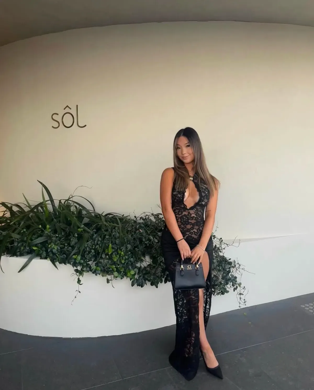 Murci Onyx Lace Keyhole Maxi Dress size xs - Image 2