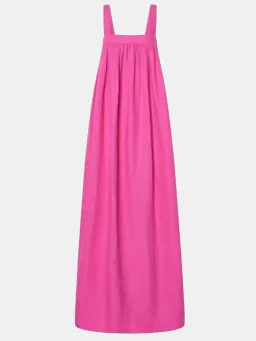 Oroton Bow Detail Fuchsia Pink Sundress Size 14 Linen Strappy Maxi Gown for rent on The Volte - image 2
