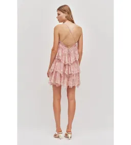 Aje Ophelia Lace Mini Dress in Fawn Pink Size AU10 for rent on The Volte - image 3