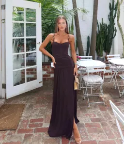 Manning Cartell Double Time pleat dress dark chocolate size 10 for rent on The Volte - image 1