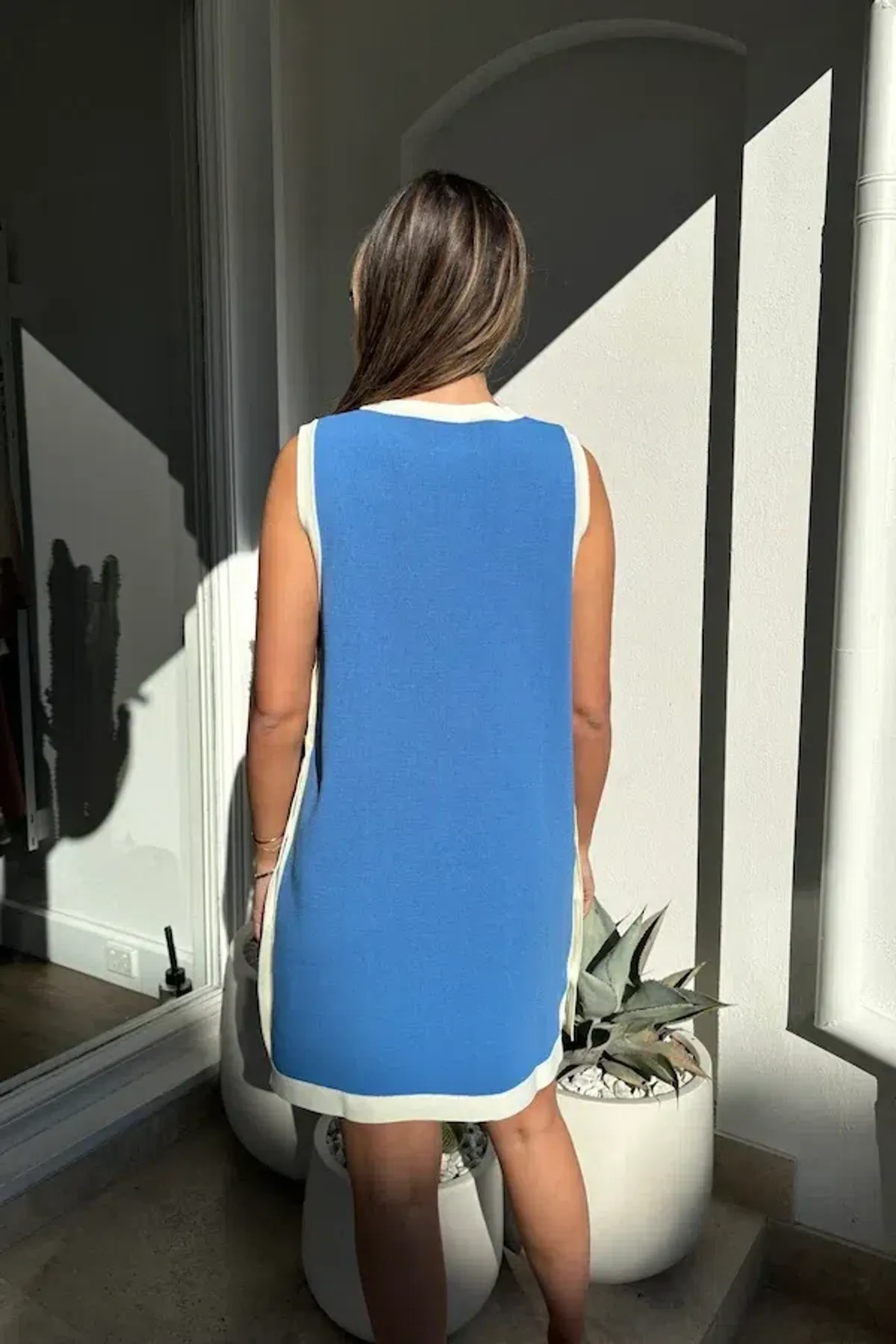 Onte - Exclusive Selena Button Tunic Blue/White - Image 4