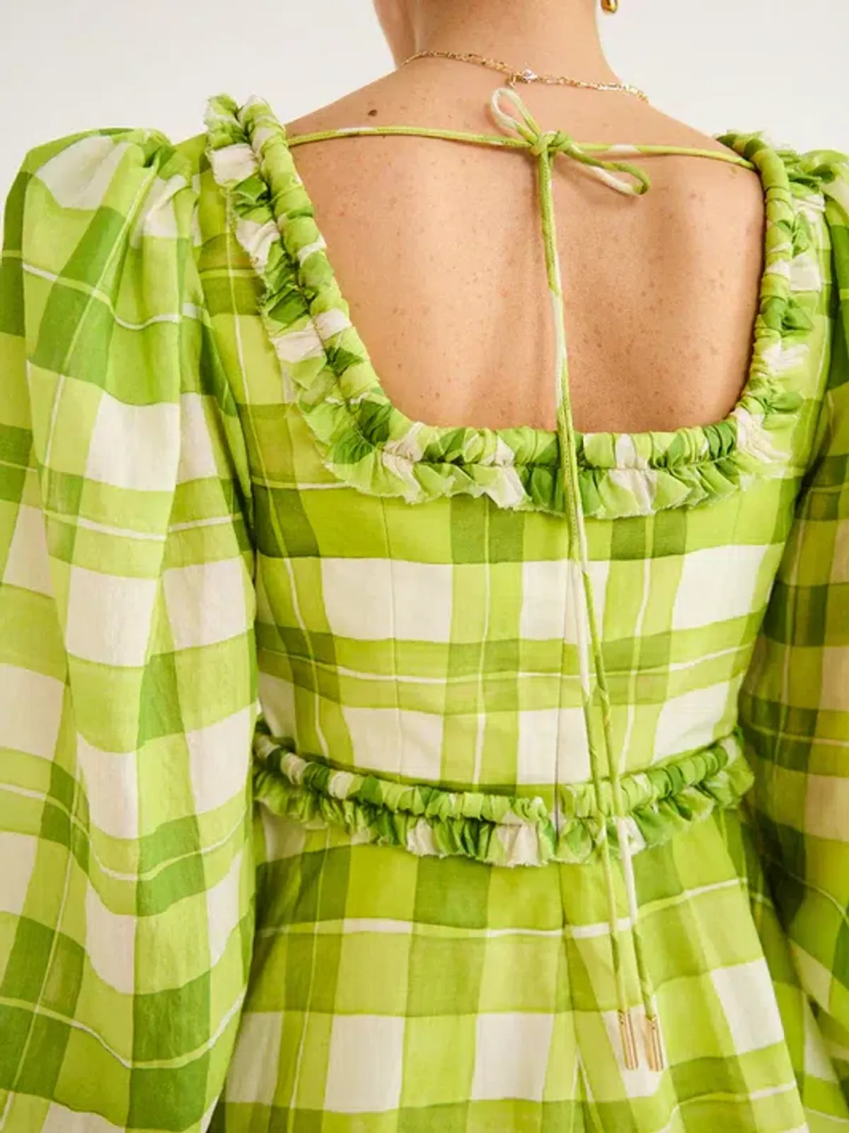 Acler - Mellor Mini Dress in Citron Check Print - Image 4